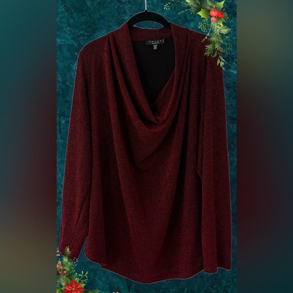 Elegant Red Draped Blouse